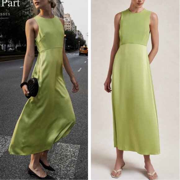 La Ligne NYC Alina Midi Dress Sz4/8 Peridot Green Elegant Cocktail Party Wedding - Picture 1 of 9